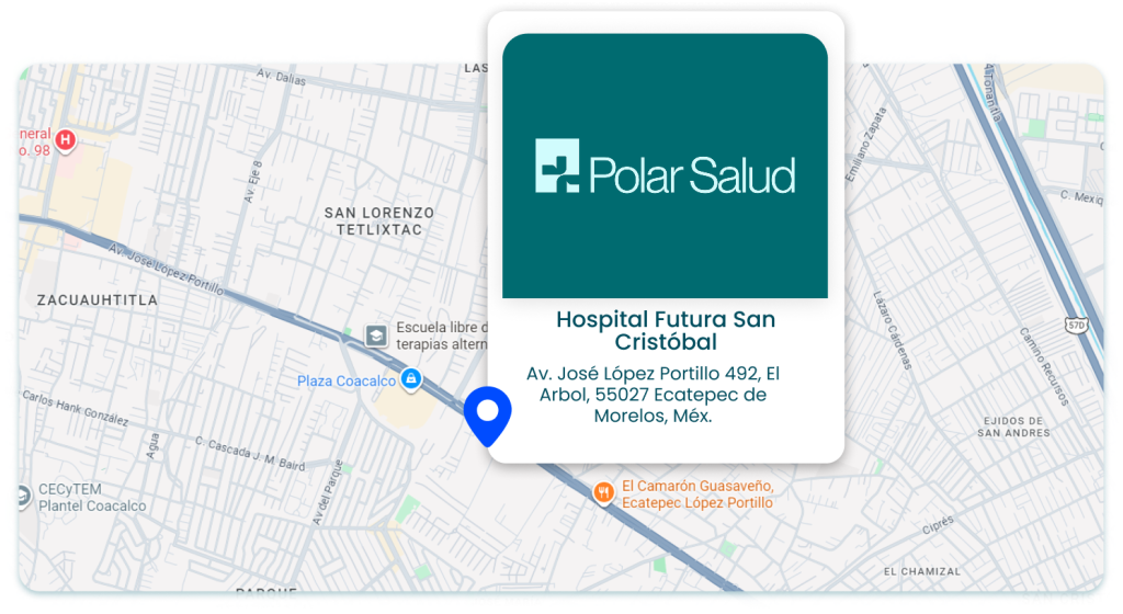Mapa de ubicación del Hospital Futura San Cristóbal en Ecatepec de Morelos